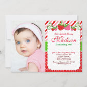 Sweet Berry Strawberry Birthday Fotouitnodiging Kaart (Voorkant)