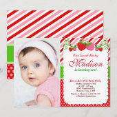 Sweet Berry Strawberry Birthday Fotouitnodiging Kaart (Voorkant / Achterkant)