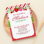 Sweet Berry Strawberry Birthday Party Invitation Kaart