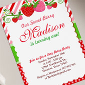 Sweet Berry Strawberry Birthday Party Invitation Kaart