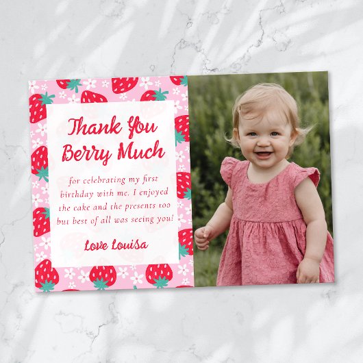 Sweet Berry Strawberry Daisy Foto Bedankkaart