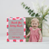 Sweet Berry Strawberry Daisy Foto Bedankkaart (Staand voorkant)