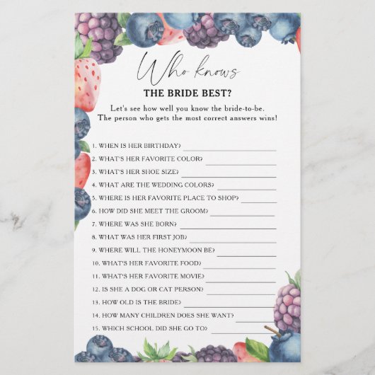 Sweet berry - Wie weet de bruid beste spel (Voorkant)