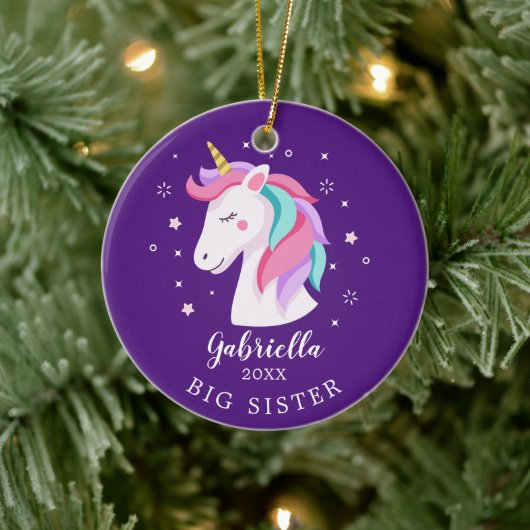 Sweet Big Sister Unicorn Christmas Ornament (Boom)