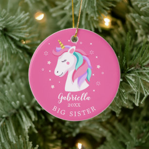 Sweet Big Sister Unicorn kerstversiering Keramisch Ornament