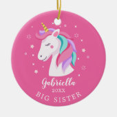 Sweet Big Sister Unicorn kerstversiering Keramisch Ornament (Voorkant)