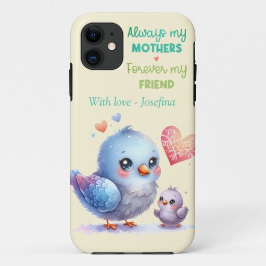 Sweet Bird & Baby Pastel Yellow Moederdag Case-Mate iPhone Case (Achterkant)