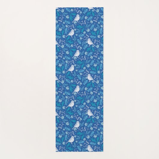 Sweet Bird Blue Botanical Pattern Monogram Yogamat (Achterkant)