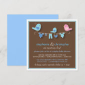 Sweet Bird Boy Couple Baby shower Invitation Kaart (Voorkant / Achterkant)