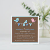 Sweet Bird Boy Couple Baby shower Invitation Kaart (Staand voorkant)