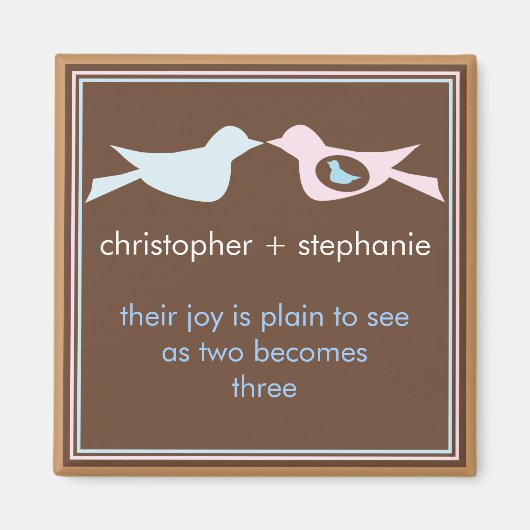 Sweet Bird Familie Paar met Baby Magneet (Voorkant)