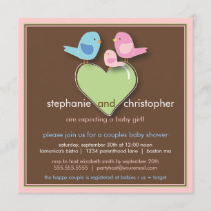 Sweet Bird Family Couples Baby shower Uitnodiging