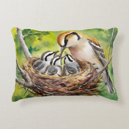 Sweet bird nest painting accent kussen