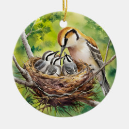 Sweet bird nest painting keramisch ornament