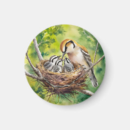 Sweet bird nest painting magneet
