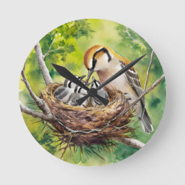 Sweet bird nest painting ronde klok