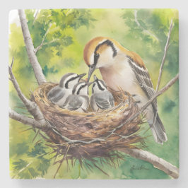 Sweet bird nest painting stenen onderzetter
