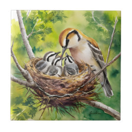 Sweet bird nest painting tegeltje