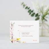 Sweet Bird op Cherry Blossom Wedding RSVP Uitnodiging Briefkaart (Staand voorkant)