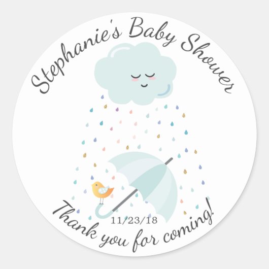Sweet Bird Paraplu Baby shower Favor Sticker (Voorkant)