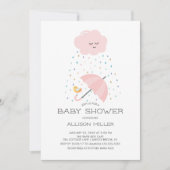 Sweet Bird Paraplu Baby shower Invitation Kaart (Voorkant)