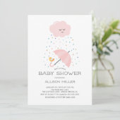 Sweet Bird Paraplu Baby shower Invitation Kaart (Staand voorkant)