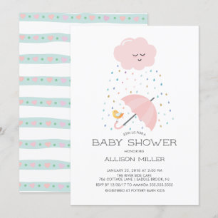 Sweet Bird Paraplu Baby shower Invitation Kaart