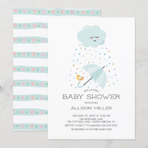 Sweet Bird Paraplu Baby shower Invitation Kaart