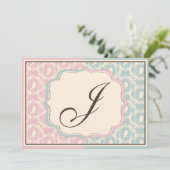 Sweet Birdcage Damask Print Gender onthulling Kaart (Staand voorkant)