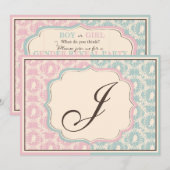 Sweet Birdcage Damask Print Gender onthulling Kaart (Voorkant / Achterkant)