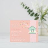Sweet Birdhouse Nest Bird Spring Pink Baby shower Kaart (Staand voorkant)