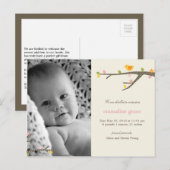 Sweet Birdie Baby Geboorteaankondiging Aankondigingskaart (Voorkant / Achterkant)