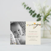 Sweet Birdie Baby Geboorteaankondiging Aankondigingskaart (Staand voorkant)