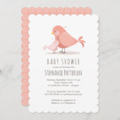 Sweet Birdie Baby shower Invitation Kaart (Voorkant / Achterkant)