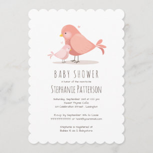 Sweet Birdie Baby shower Invitation Kaart