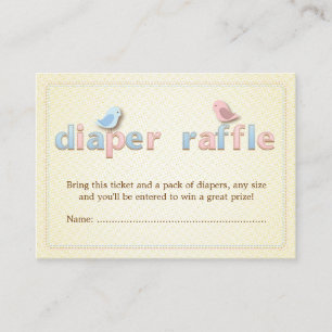 Sweet Birdie Roze Blauwe Luier Raffle Ticket Invoe Informatiekaartje