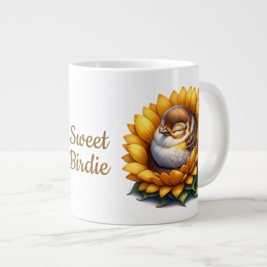 Sweet Birdie Sleeping Swallow On Sunflower Grote Koffiekop (Voorkant rechts)