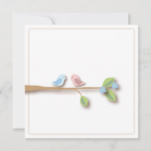 Sweet Birdie Twin Boy Girl Baby shower Kaart (Achterkant)