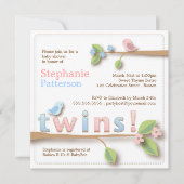 Sweet Birdie Twin Boy Girl Baby shower Kaart (Voorkant)