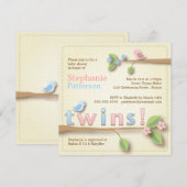 Sweet Birdie Twin Boy Girl Baby shower Kaart (Voorkant / Achterkant)