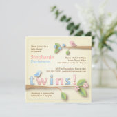Sweet Birdie Twin Boy Girl Baby shower Kaart (Staand voorkant)