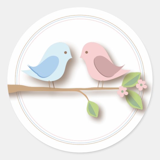Sweet Birdie Twin Boy Meisje Baby shower Sticker (Voorkant)
