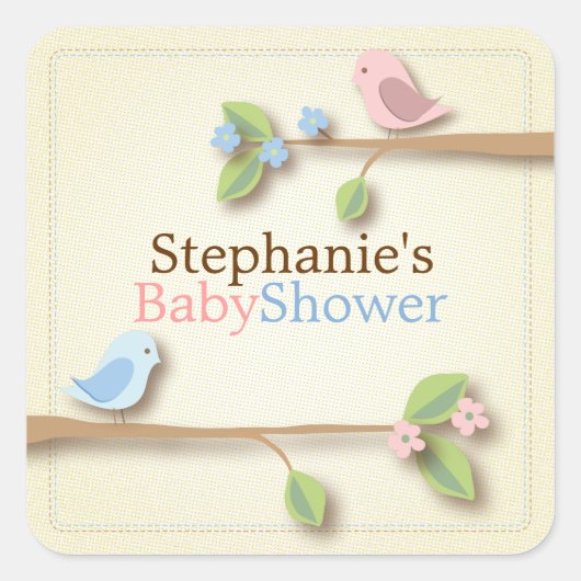 Sweet Birdie Twin Boy Meisje Baby shower Sticker (Voorkant)