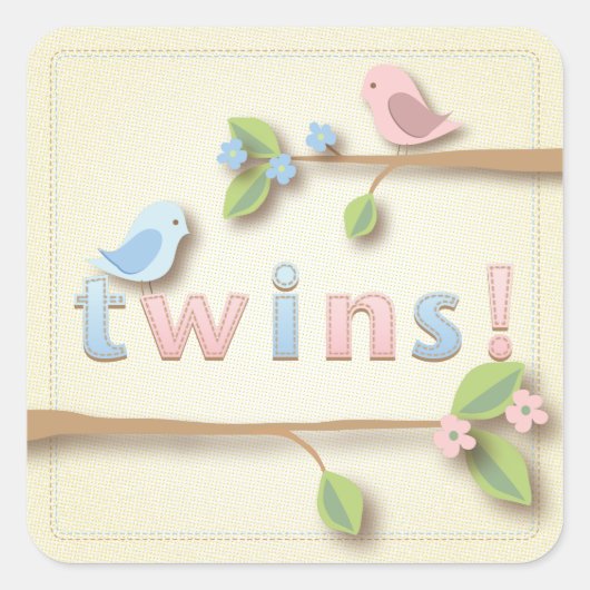 Sweet Birdie Twin Boy Meisje Douche Sticker (Voorkant)