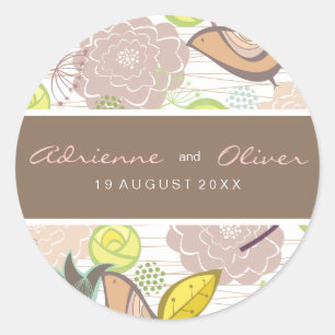 Sweet Birds Floral Bruiloft Favor Label Sticker