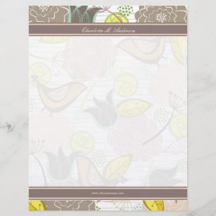 Sweet Birds Floral Garden Sjabloon Letterhead Custom Briefhoofd