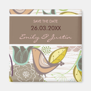 Sweet Birds Floral Save the Date Wedding Magnet