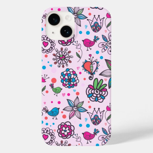 Sweet Birdsong Floral Roze iPhone Case (Achterkant)