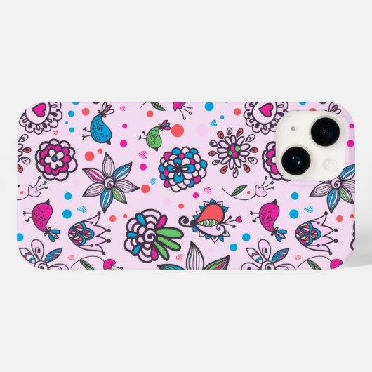 Sweet Birdsong Floral Roze iPhone Case (Achterkant (horizontaal))