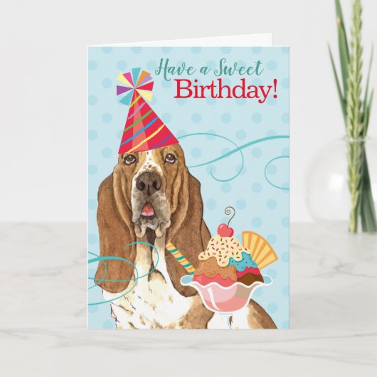 Sweet Birthday Basset Hound Kaart (Voorkant)